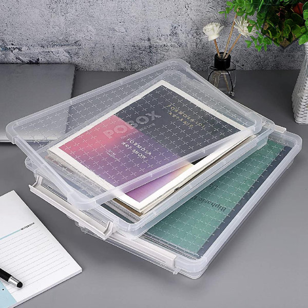 GN109 2 Pack A4 Plus Clear Plastic Stackable Storage Box Desk Paper